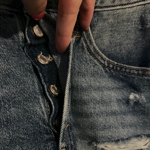 WE THE FREE | Blue Jean Shorts Distressed Frayed Hem - Picture 3 of 11